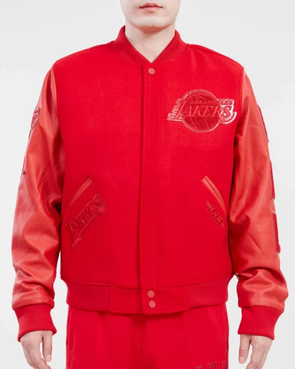 Los Angeles Lakers Classic Triple Red Wool Varsity Jacket