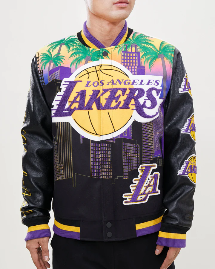 Mitchell & Ness Los Angeles Lakers Black/Purple Hardwood Classics Reload  3.0 Raglan Full-Snap Satin Jacket