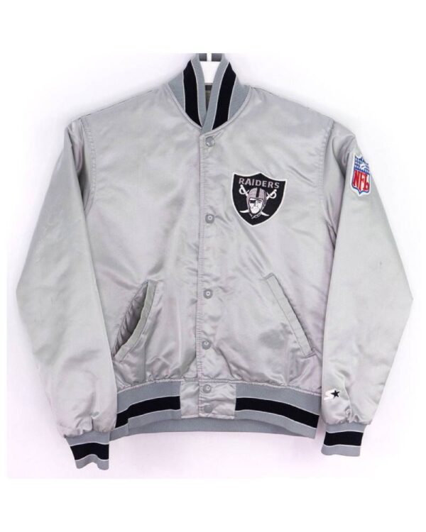 Las Vegas Raiders 80’s Silver Satin Jacket