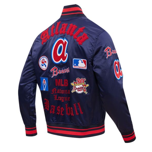 Men’s Atlanta Braves Navy Satin Varsity Jacket