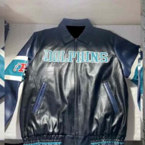 Miami Dolphins NFL Black Leather Jacket