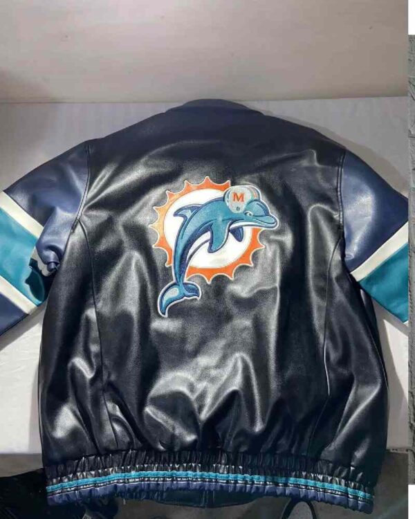 Miami Dolphins NFL Black Leather Jacket