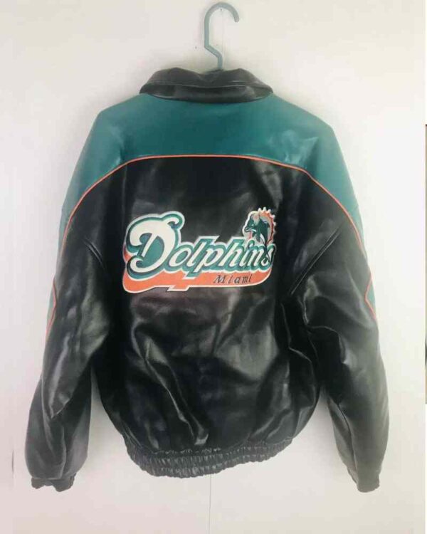 Miami Dolphins NFL Game Day Zip Down Leather Jacket