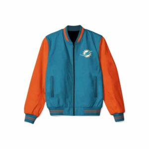 Miami Dolphins NFL Light Blue And Orange Bomber Jacket