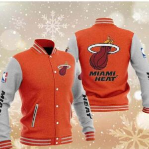 Miami Heat Orange Varsity Baseball Jacket