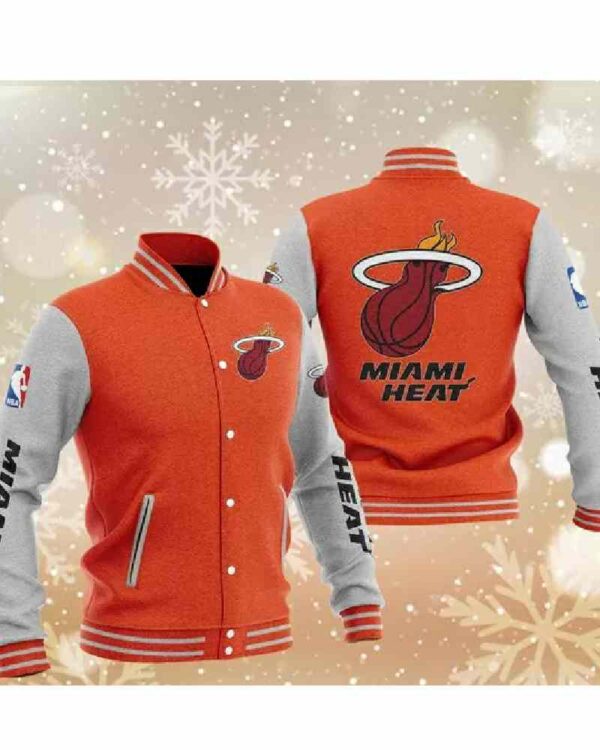 Miami Heat Orange Varsity Baseball Jacket