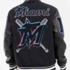 Miami Marlins MLB Black Varsity Jacket