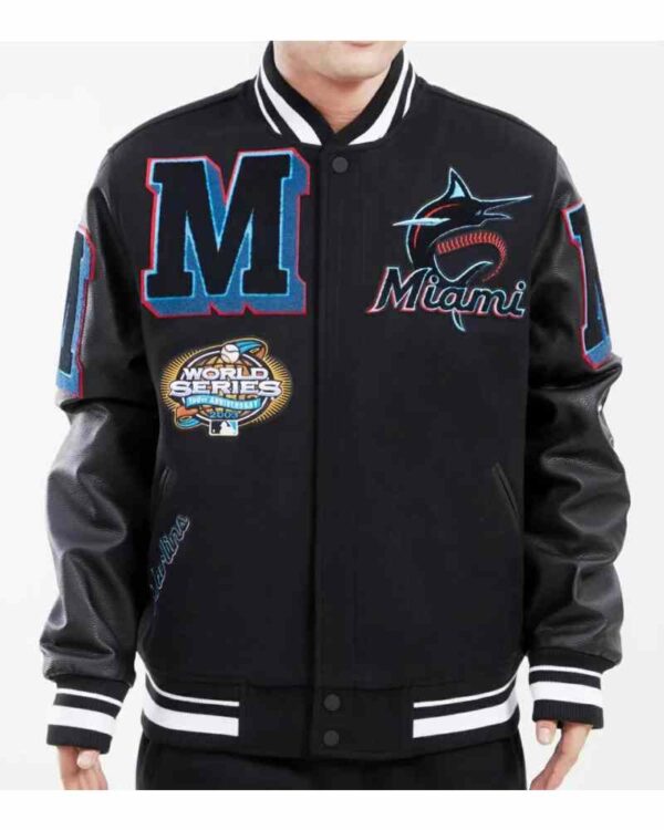 Miami Marlins MLB Black Varsity Jacket