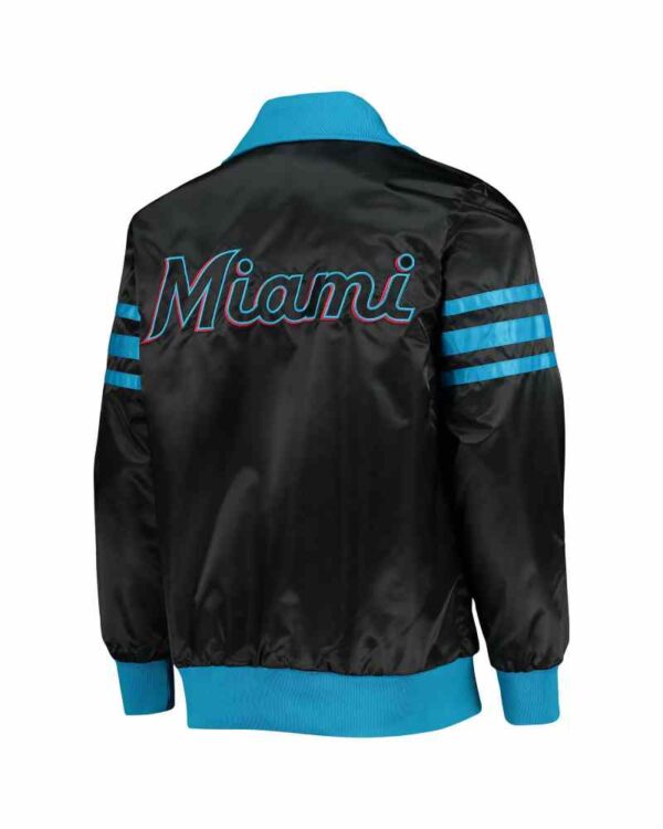 MLB Black Miami Marlins Captain II Zip Satin Jacket