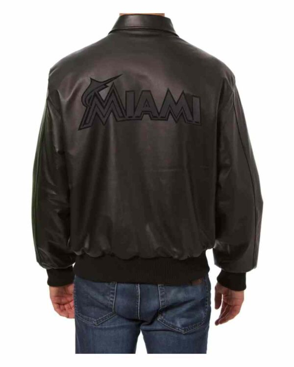 MLB Black Miami Marlins Leather Jacket