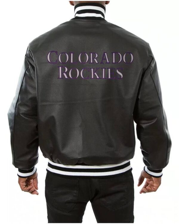 MLB Colorado Rockies Black Leather Jacket