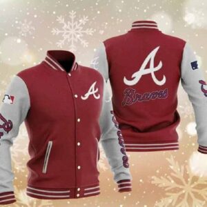 MLB Maroon Atlanta Braves Baseball Varsity Jacket