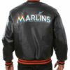 MLB Miami Marlins Black Leather Jacket