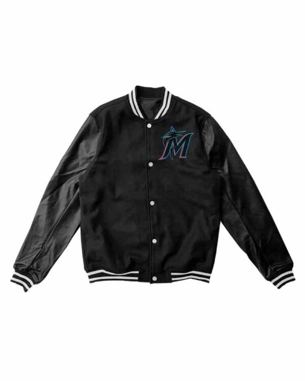 MLB Miami Marlins Black Varsity Jacket