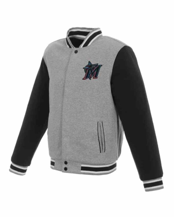 MLB Miami Marlins Gray And Black Wool Jacket