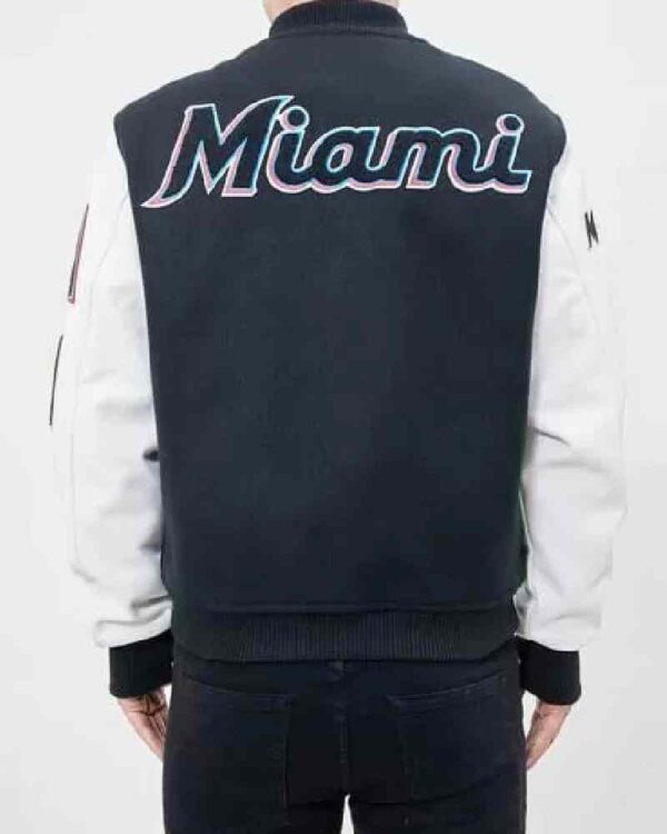 MLB Navy Blue Miami Marlins Varsity Jacket