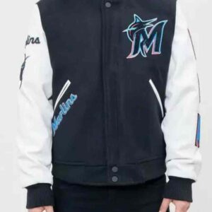 MLB Navy Blue Miami Marlins Varsity Jacket