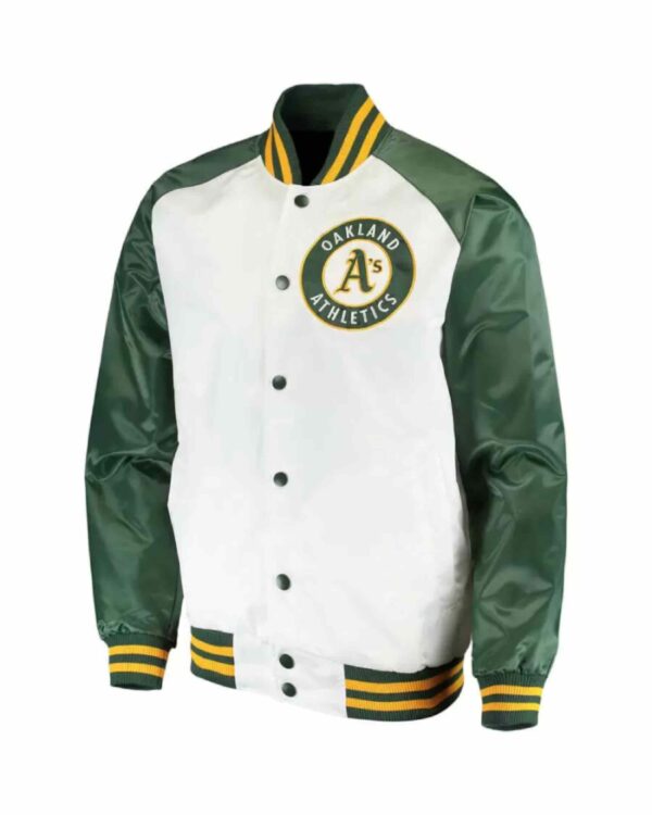 MLB Oakland Athletics White And Green Satin Jacket