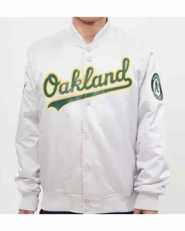 MLB Oakland Athletics White Satin Jacket