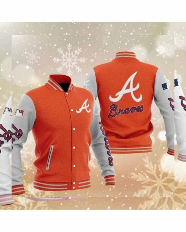 MLB Orange Atlanta Braves Baseball Varsity Jacket