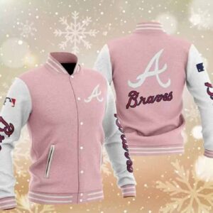 MLB Pink Atlanta Braves Baseball Varsity Jacket