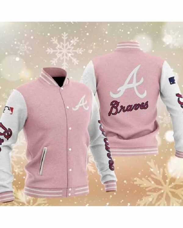 MLB Pink Atlanta Braves Baseball Varsity Jacket