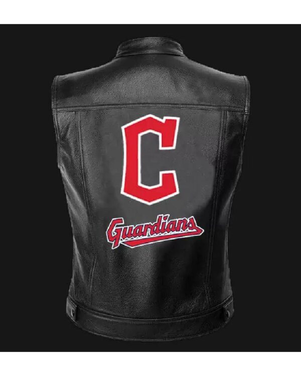 MLB Team Black Cleveland Guardians Leather Vest