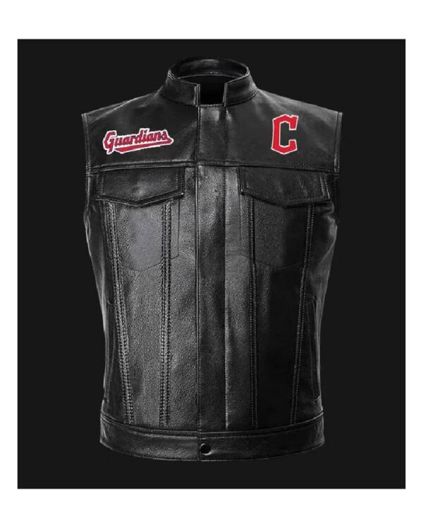 MLB Team Black Cleveland Guardians Leather Vest