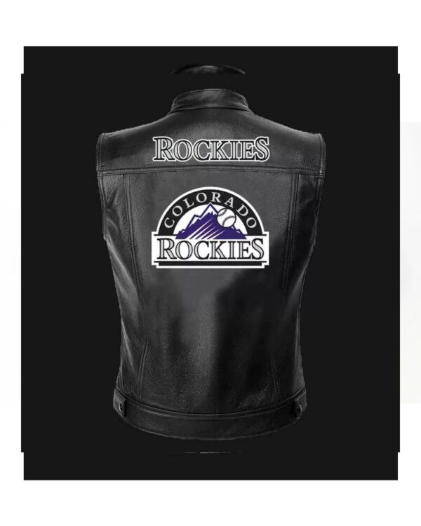 MLB Team Colorado Rockies Black Leather Vest