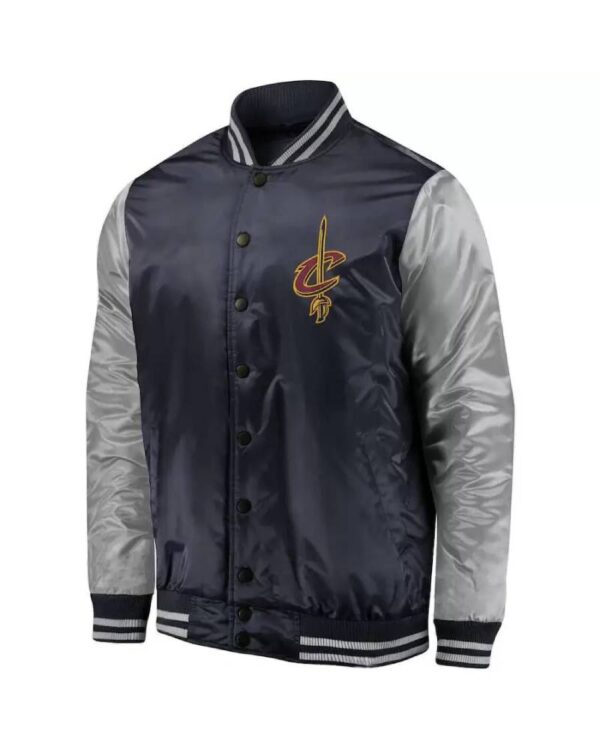 Navy and Silver Cleveland Cavaliers Satin Jacket