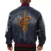 Navy Cleveland Cavaliers Leather Jacket