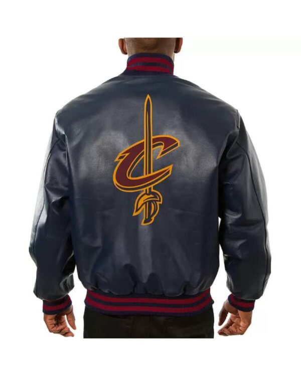 Navy Cleveland Cavaliers Leather Jacket