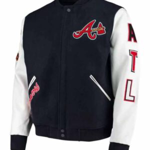 Navy MLB Atlanta Braves ATL Varsity Jacket