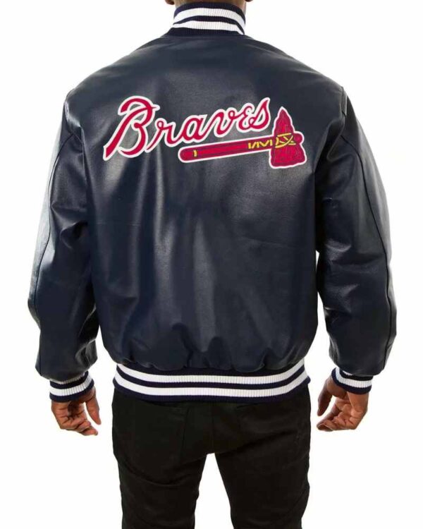 Navy MLB Atlanta Braves Leather Jacket