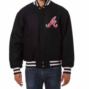 Navy MLB Atlanta Braves Varsity Jacket