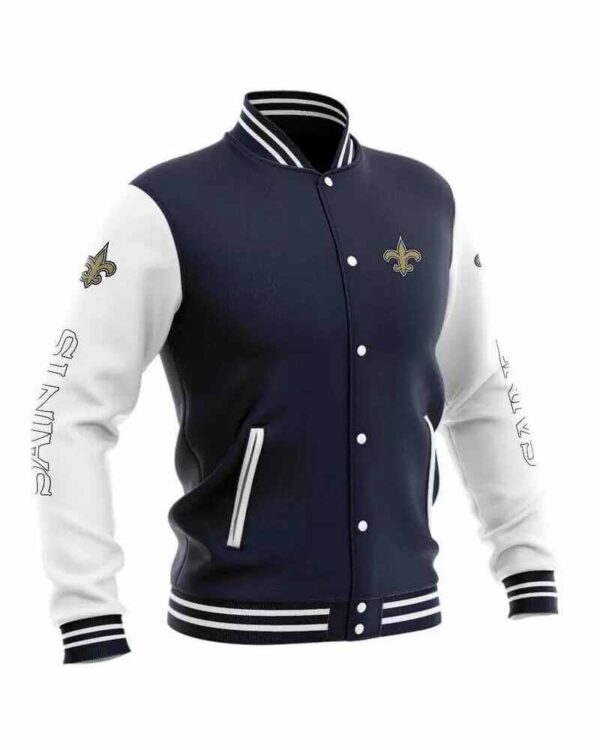 Navy New Orleans Saints NFL Baseball Varsity Jacket