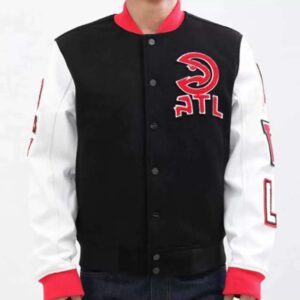 NBA Atlanta Hawks Black And White Varsity Jacket
