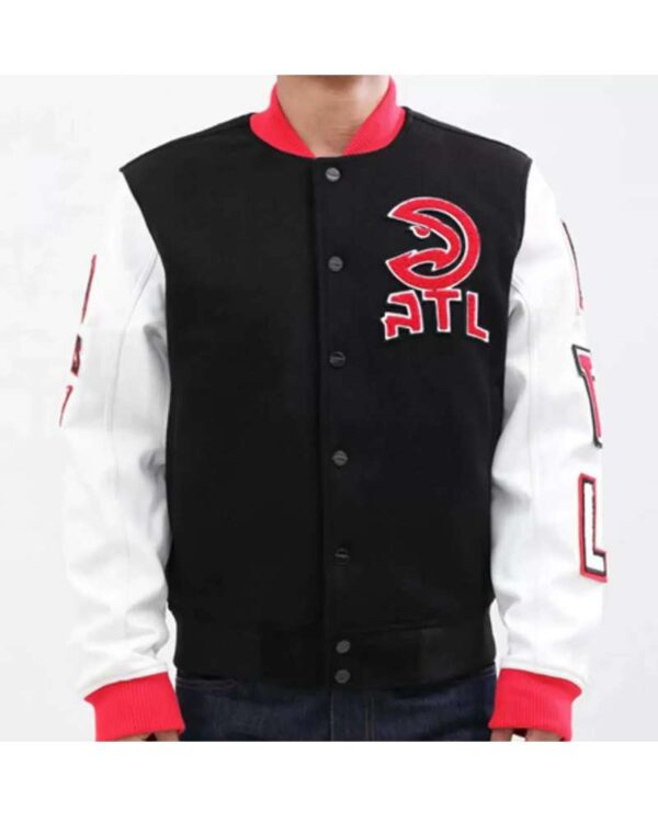 NBA Atlanta Hawks Black And White Varsity Jacket