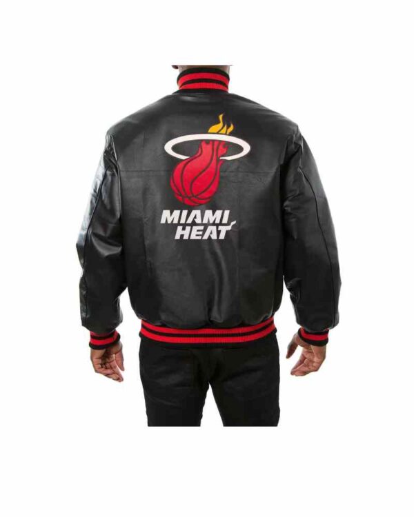 NBA Miami Heat Jeff Hamilton Black Leather Jacket