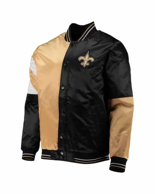 White Black NFL New Orleans Saints Satin Jacket