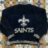 New Orleans Saints Navy Suede Leather Jacket