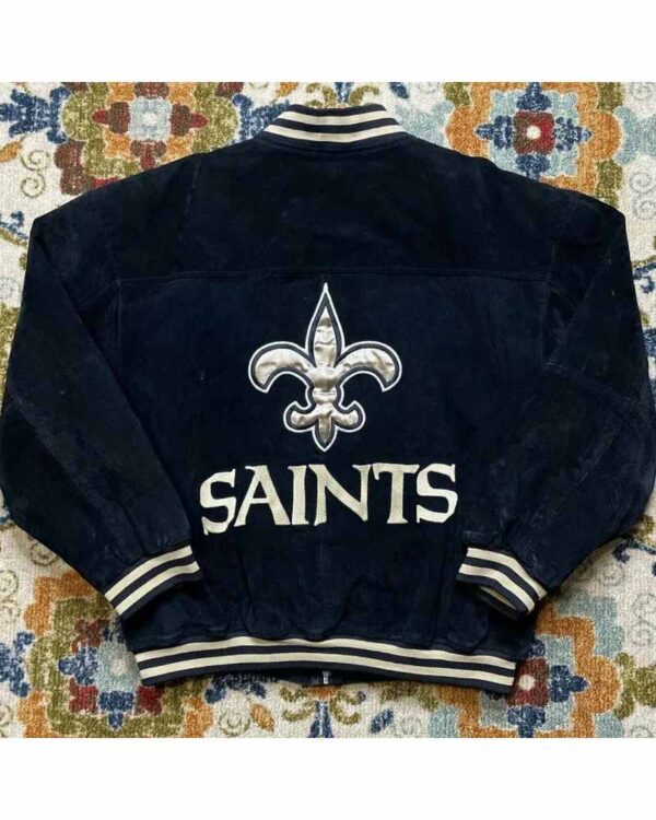 New Orleans Saints Navy Suede Leather Jacket