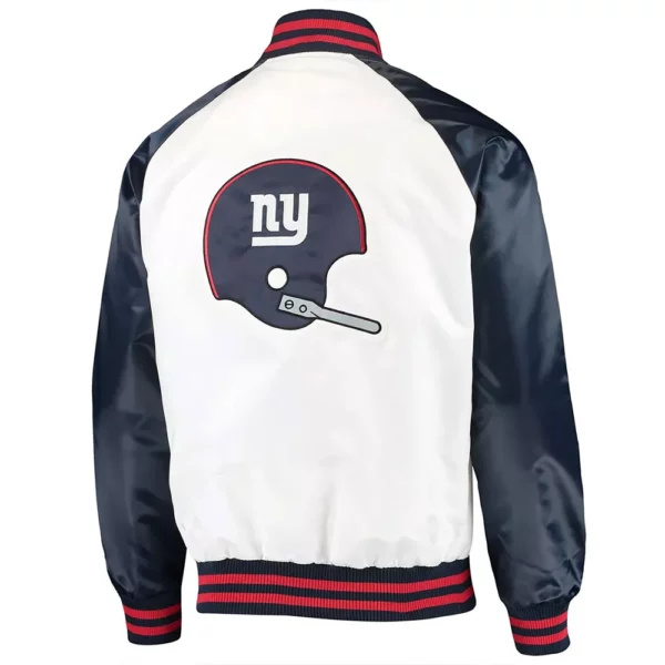 NY Giants Clean Up Throwback Satin White/Navy Jacket