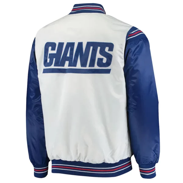 Throwback NY Giants Varsity White/Blue Varsity Satin Jacket