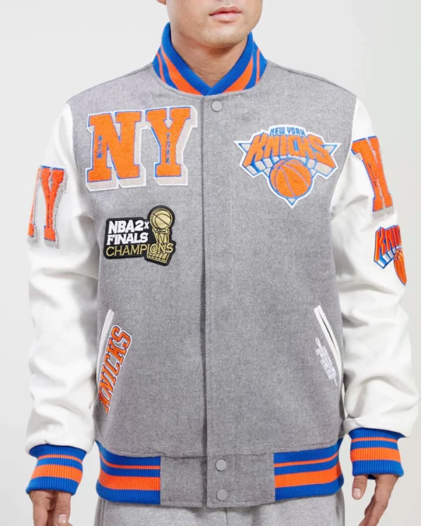 New York Knicks Mash Up Logo Varsity Jacket