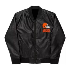 NFL Cleveland Browns Black Leather Varsity Jacket