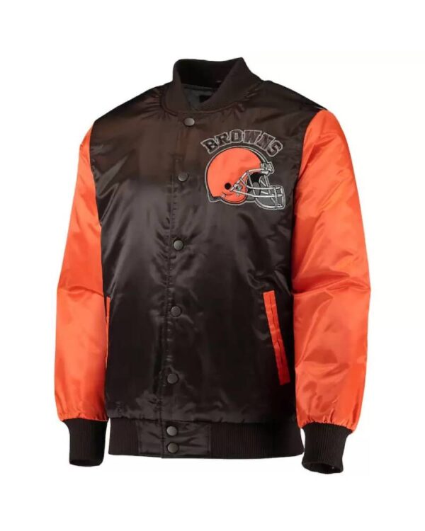NFL Cleveland Browns Brown And Orange Satin Jacket