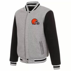 NFL Cleveland Browns Gray And Black Wool Jacket