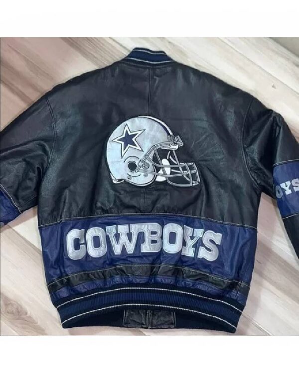 NFL Dallas Cowboys Black And Blue Leather Jacket