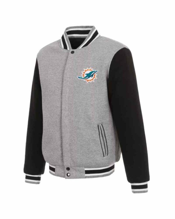NFL Miami Dolphins Gray And Black Wool Jacket